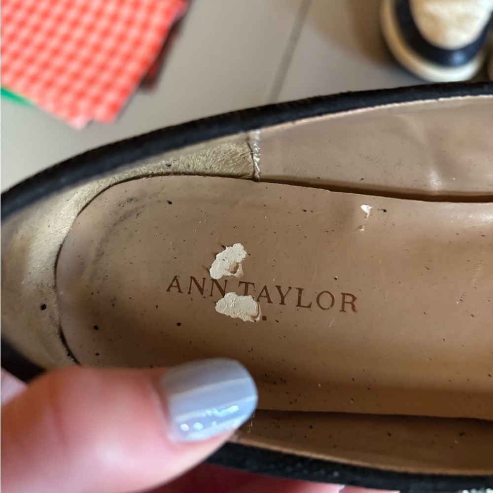 Ann Taylor Black Textured Leather Flats - Picture 3 of 5